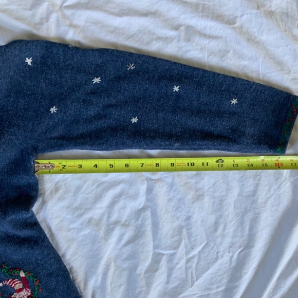 100% Lambswool Talbots Zip Front Cardigan Christmas Embroidered size L - Picture 6 of 12